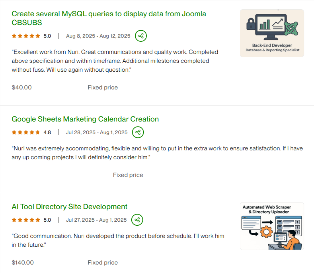 Beynəlxalq müştərilərlə real layihələr – şəxsi portfolyo